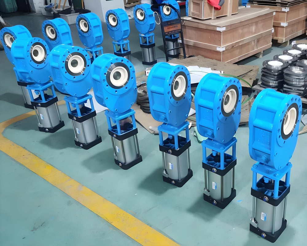 Thin - Type Pneumatic Ceramic Double Gate Valve - Bavolr